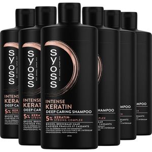 Syoss - Keratin Shampoo - 6x 440 ml - Voor Breekbaar Haar - Natuurlijke Ingrediënten