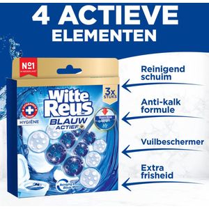 10x Witte Reus Toiletblok Blauw Actief Hygiene 3 stuks