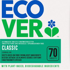 Ecover Vaatwastabletten Classic - Verwijdert Aangekoekte Resten - 70 Stuks