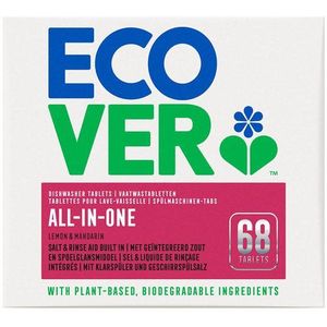 Ecover Vaatwastabletten All-in-One - Geïntegreerd Vaatwaszout en Glansspoelmiddel - 68 Stuks