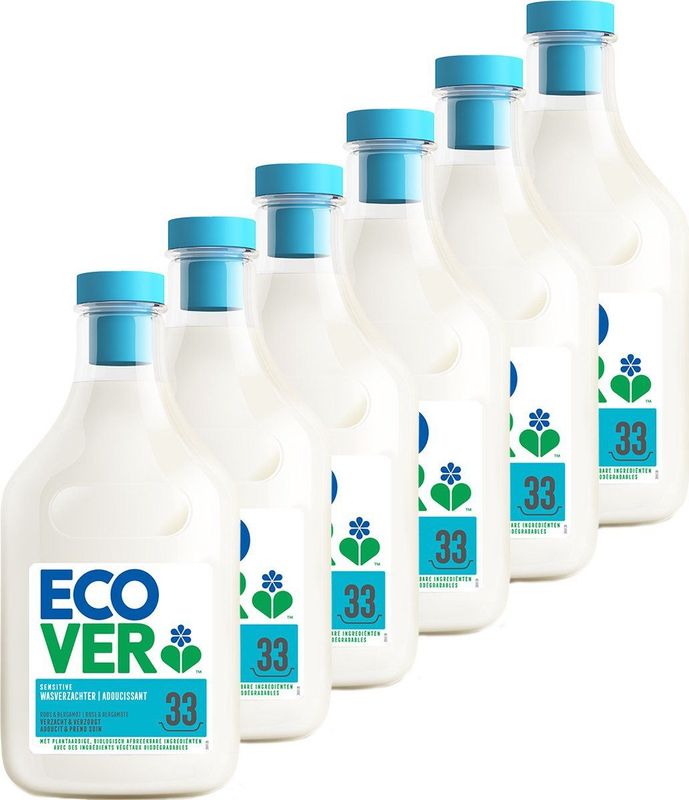 Ecover Wasverzachter Voordeelverpakking 6 x 1 L - 198 Wasbeurten - Verzacht & Verzorgt
