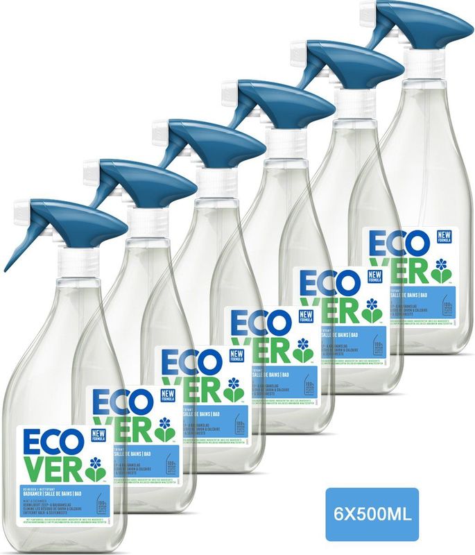 Ecover Allesreiniger - Verwijdert Zeep- en Kalkaanslag - 6 x 500 ml - Badkamerreiniger Spray - Voordeelverpakking