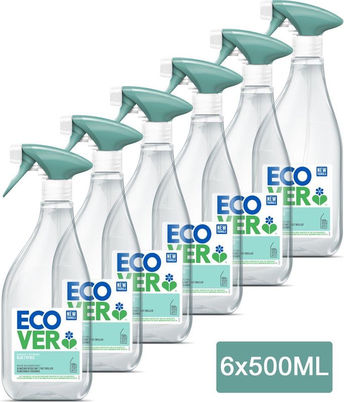 Ecover Ruitenreiniger Spray - Glanzend Resultaat - 6 x 500 ml - Voordeelverpakking
