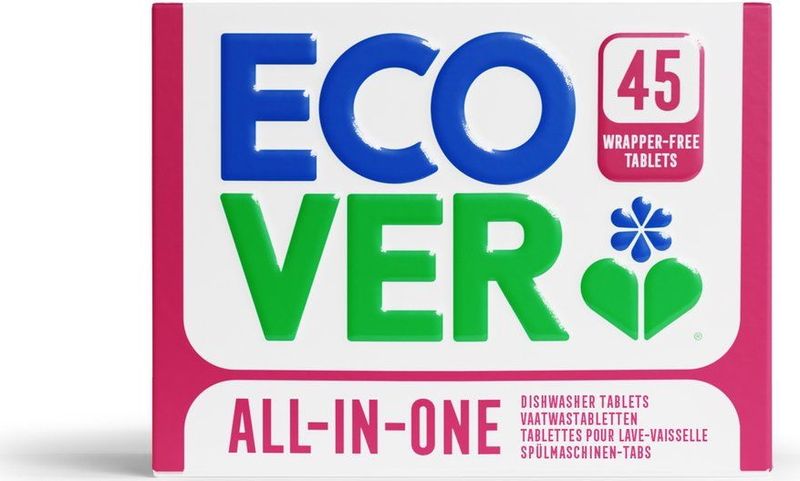 Ecover - All-in-One - Vaatwastabletten - 45 Stuks - Zonder Plastic Omhulsel - Milieuvriendelijk