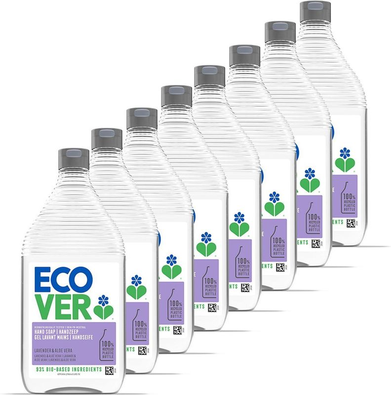 Ecover - Handzeep - Lavendel & Aloë Vera - Voordeelverpakking 8 x 950 ml - Plantaardig Reinigend - Biologisch Afbreekbaar