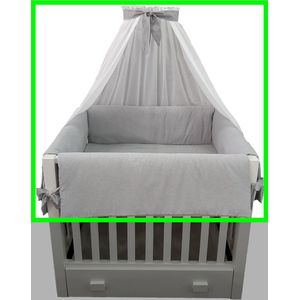 Di-Baby Parkset textiel ""Chambray Grey"" (3-delig: boxomrander + boxlegger + hemel-voile met band)