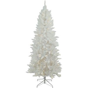 Funky White kunstkerstboom - 213 cm - wit - Ø 102 cm - 400 ledlampjes - besneeuwd - metalen voet