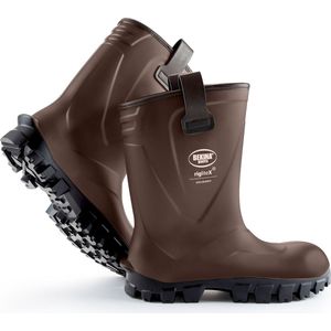 Halfhoge veiligheidslaarzen voor heren en dames met stalen neus en stalen zool, antislip, werklaars landbouw en industrie, vederlicht, isolerend tot - 30 graden, bestand tegen olie, vet en chemicaliën, bruin, EU 49