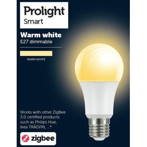 Prolight Smart LED lamp - E27 fitting - Dimbaar - Warm Wit Licht - 806 Lumen - Bedienbaar via app