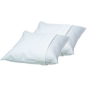 Sleepnight Hoofdkussenbeschermer - 2 Pack White Effen Jersey - 45 x 65 cm - Waterdicht - 798632-2x-45 x 65 cm