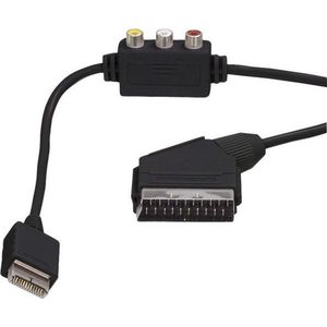 Scart en Composiet kabel voor Sony PlayStation 1, one, 2 en 3 / zwart - 1,8 meter