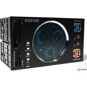 MULTIMEDIA CARD READER/WRITER WITH LARGE LCD AND POWERED USB ZILVEREN FRONT