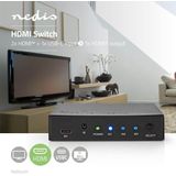 Nedis - HDMI Switch - 2x HDMI + 1x USB-C naar 1x HDMI - Zwart - HDMI 2.0 (4K 60Hz + HDR)