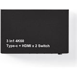 Nedis - HDMI Switch - 2x HDMI + 1x USB-C naar 1x HDMI - Zwart - HDMI 2.0 (4K 60Hz + HDR)