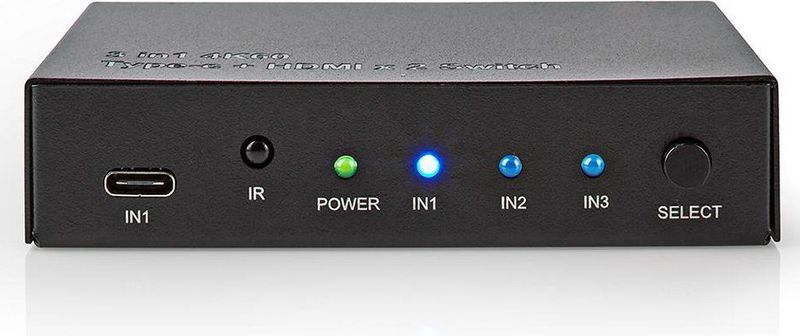 Nedis HDMI-Switch - 3 poort(en) - 1x USB-C / 2x HDMI Input - 1x HDMI Output - 4K@60Hz - 18.0 Gbps - Metaal - Antraciet