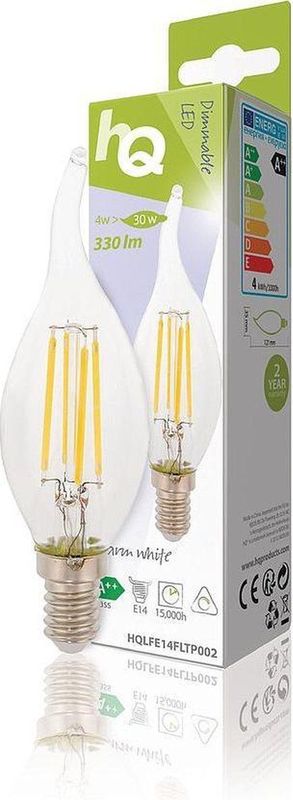 Dimbare E14 Retro Filament Led Lamp - Vlamvormige - 4 Watt - Warm Wit Licht
