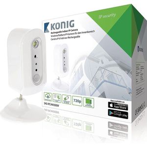 König - SAS-IPCAM300W - HD IP Camera - Binnen - Oplaadbaar - Wit/Zilver