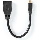 Nedis High Speed ​​HDMI-Kabel met Ethernet - HDMI Micro-Connector - HDMI Output - 4K@30Hz - 10.2 Gbps - 0.20 m - Rond - PVC - Zwart - Polybag