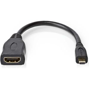 High Speed HDMI-kabel met Ethernet | HDMI-micro-connector - HDMI female | 0,2 m | Zwart