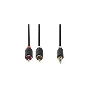 Stereo Tulp (m) - 3,5mm Stereo Jack (m) Kabel - Verguld - 2 meter - Antraciet