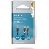 Nedis Subwoofer-Kabel - RCA Male - 2x RCA Female - Verguld - 0.20 m - Rond - 4.0 mm - Antraciet - Doos