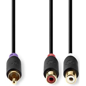 Nedis Subwoofer-Kabel - RCA Male - 2x RCA Female - Verguld - 0.20 m - Rond - 4.0 mm - Antraciet - Doos - 5412810265190