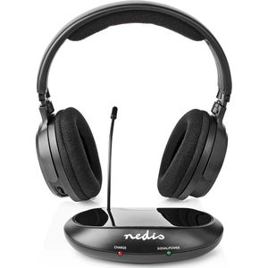 Nedis Draadloze TV-Koptelefoon - RF - On-Ear - 11 uur batterijduur - 100 m - Digitale Audio - Laadstation - Zwart