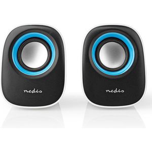 Nedis - Draagbare USB-Speakers - Zwart - 2.0-Kanaal - Compact