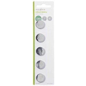 Nedis Lithium Knoopcelbatterij CR2032 3 V DC 5 Blisters Zilver (CR2032 - Batterijen