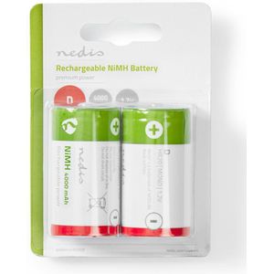 Nedis oplaadbare D NiMH batterijen / 4000 mAh - 2 stuks