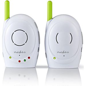 Nedis - Audio-babymonitor - babyfoon - intercomfunctie - batterijgevoed/netvoeding - FHSS - bereik 300 m - 2-weg audio - met terugbelfunctie - plug & play - groen/wit