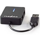 Nedis - UHUBU2410BK - Usb-hub - Zwart - Plastic - 4-poorts