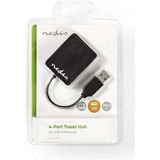 Nedis - UHUBU2410BK - Usb-hub - Zwart - Plastic - 4-poorts