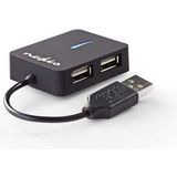 Nedis - UHUBU2410BK - Usb-hub - Zwart - Plastic - 4-poorts