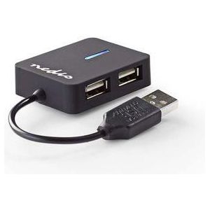 Nedis - UHUBU2410BK - Usb-hub - Zwart - Plastic - 4-poorts