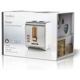Nedis Broodrooster - Soft Touch Series - 2 Sneetjes Brood - 2 Sleuven - Bruining niveaus: 6 - Ontdooifunctie - Wit