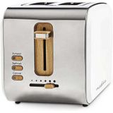 Nedis Broodrooster - Soft Touch Series - 2 Sneetjes Brood - 2 Sleuven - Bruining niveaus: 6 - Ontdooifunctie - Wit