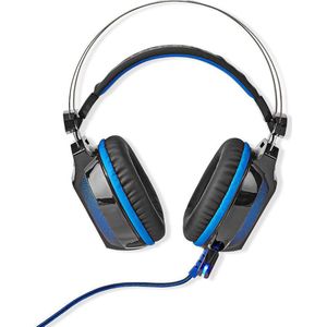 NEDIS Gaming Headset - Over-Ear - 7.1 Virtual Surround - Afstandsbediening - LED-licht - Boost-functie - Trillingsfunctie - Microfoon - Volume instelbaar - USB-aansluiting - 2,1 m kabel - Blauw/Zwart