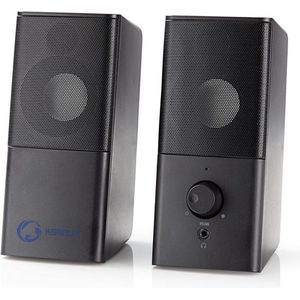 Nedis Gaming Speaker - Speaker-kanalen: 2.0 - USB Gevoed - 3,5 mm Male - 18 W - Zonder Verlichting - Volumebediening - Output: 1x 3,5 mm Audio Out