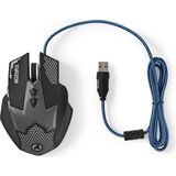 Nedis - GMWD200BK - Muis - Zwart - Bedraad - 7 Knoppen - 2400 DPI