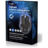 Nedis Gaming Muis - Bedraad - 800 / 1600 / 2400 / 4000 dpi - Instelbare DPI - Aantal knoppen: 8 - Programmeerbare knoppen - Rechtshandig - 1.50 m - LED