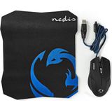 Nedis - YESAQUA - Bedrade USB Muis en Medium Muismat Set - Zwart - 1,5 Meter