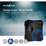 Nedis - YESAQUA - Bedrade USB Muis en Medium Muismat Set - Zwart - 1,5 Meter