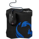 Nedis - YESAQUA - Bedrade USB Muis en Medium Muismat Set - Zwart - 1,5 Meter