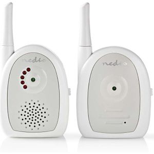 NEDIS Babymonitor met audio, draadloos, FHSS technologie, 2,4 GHz, tot 300 m, eenvoudige installatie, wit, 2,05 m, grijs/wit