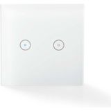 Nedis SmartLife Wandschakelaar - Wi-Fi - Duaal - Muurmontage - 1000 W - Android / IOS - Glas - Wit