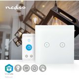 Nedis SmartLife Wandschakelaar - Wi-Fi - Duaal - Muurmontage - 1000 W - Android / IOS - Glas - Wit