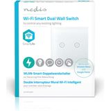 Nedis SmartLife Wandschakelaar - Wi-Fi - Duaal - Muurmontage - 1000 W - Android / IOS - Glas - Wit