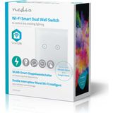 Nedis SmartLife Wandschakelaar - Wi-Fi - Duaal - Muurmontage - 1000 W - Android / IOS - Glas - Wit