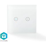 Nedis SmartLife Wandschakelaar - Wi-Fi - Duaal - Muurmontage - 1000 W - Android / IOS - Glas - Wit